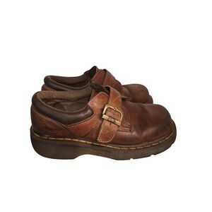 Dr. Martens 3A78 Monk Strap Shoes Womens 7 Brown Leather Comfort Platform Stitch